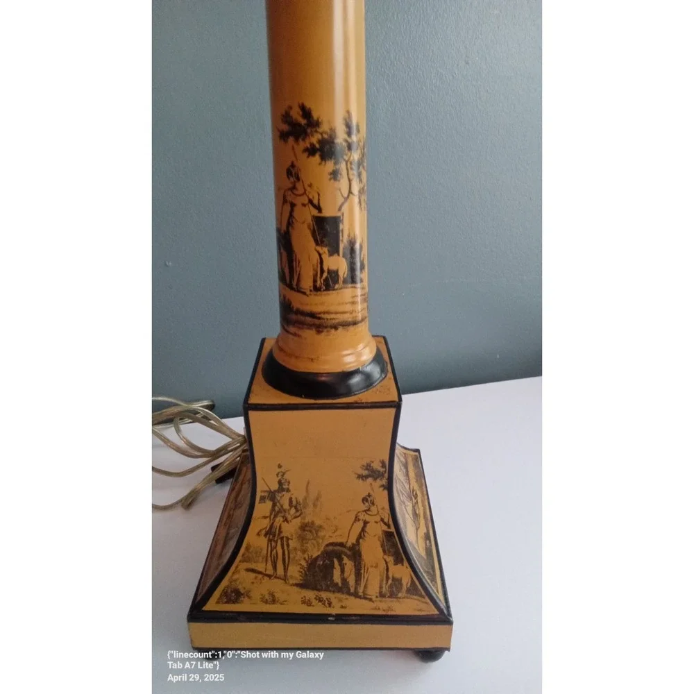 Vintage‎ Tole Painted Table Lamp Column Style Greek Revival Decor